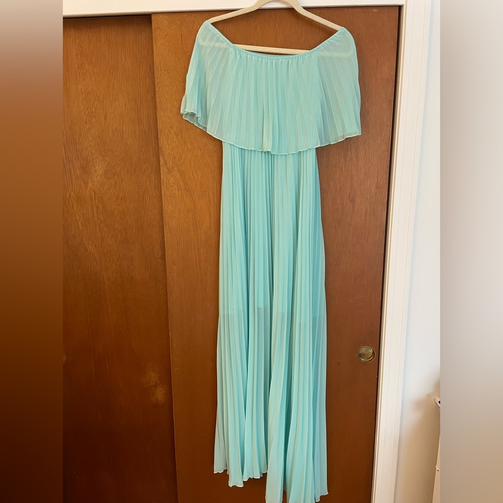 Floor length mint dress
